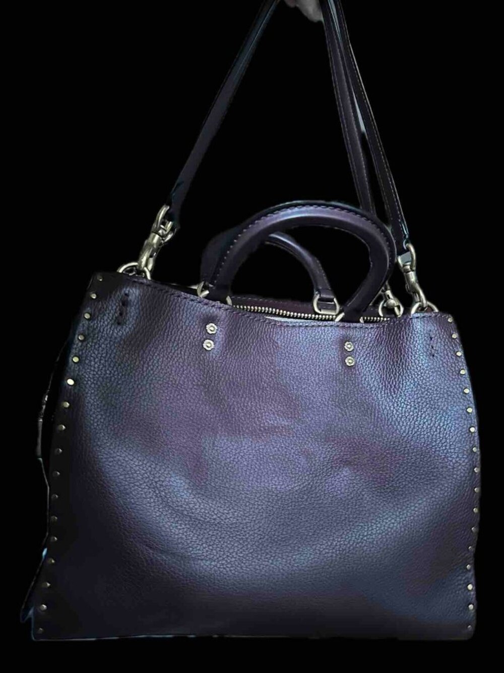 COACH Rogue 30/31 1941 Oxblood Brass Border Rivets TeaRose Leather bag RARE - Picture 11 of 15